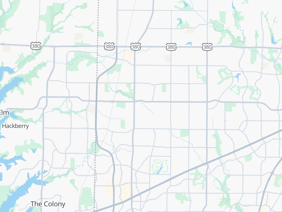 Street map of Frisco, TX with the cities Keystone serves marked